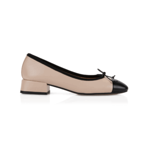 Estoyo Beige & Black Block Heel Ballerinas for Women