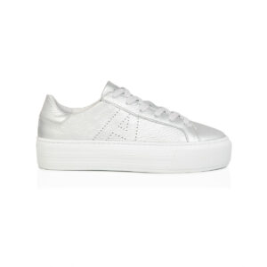 Estoyo Silver Metallic Platform Trainers for Women
