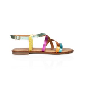 Estoyo Rainbow Leather Strappy Sandals for Women