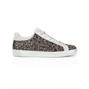 Estoyo Black & Gold Sparkle Trainers for Women