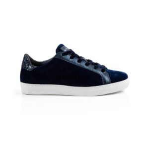 Estoyo Navy Velvet & Glitter Trainers for Women