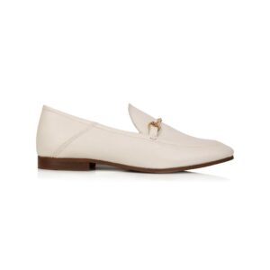 Estoyo Ivory Leather Loafers for Women