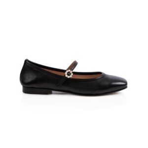 Estoyo Black Leather Mary Janes for Women