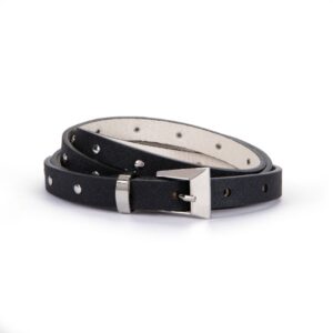 Estoyo Black Leather Studded Belt – Trendy Designer Waist Accessory