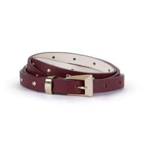 Estoyo Burgundy Leather Studded Belt – Stylish Designer Waist Accessory
