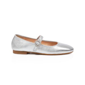 Estoyo Silver Leather Mary Janes for Women