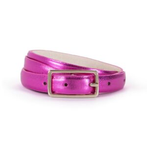 Estoyo Fuchsia Metallic Skinny Belt – Elegant Women’s Fashion Accessory